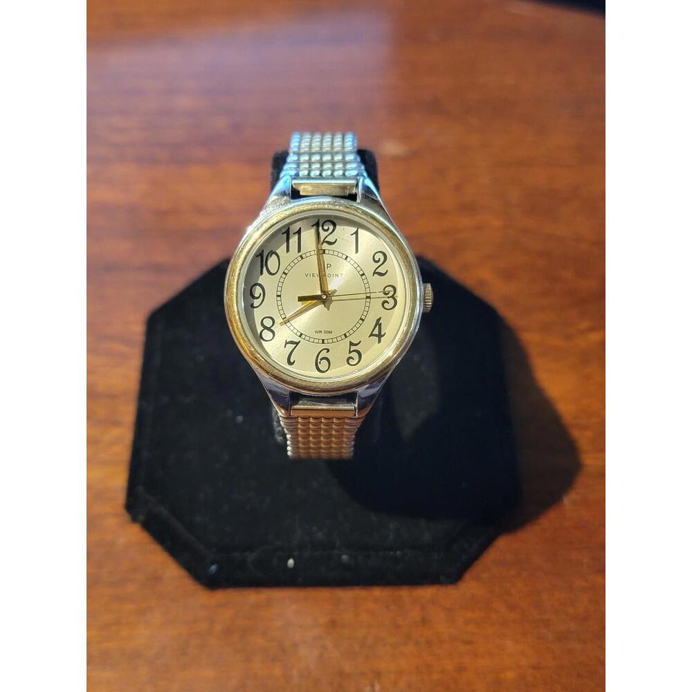 Timex Viewpoint CC3D82500-Women's 2-Tone Expansion Band Watch-Champagne Dial